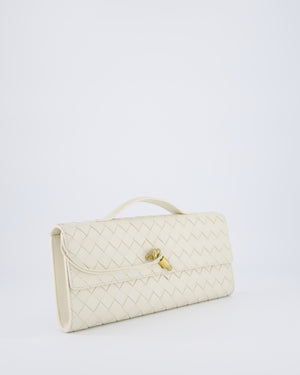 Bottega Veneta Sea Salt Andiamo Intrecciato Leather Clutch Bag with Gold Hardware RRP £2,850
