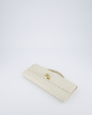 Bottega Veneta Sea Salt Andiamo Intrecciato Leather Clutch Bag with Gold Hardware RRP £2,850