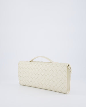 Bottega Veneta Sea Salt Andiamo Intrecciato Leather Clutch Bag with Gold Hardware RRP £2,850