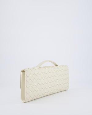 Bottega Veneta Sea Salt Andiamo Intrecciato Leather Clutch Bag with Gold Hardware RRP £2,850