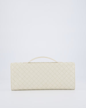 Bottega Veneta Sea Salt Andiamo Intrecciato Leather Clutch Bag with Gold Hardware RRP £2,850
