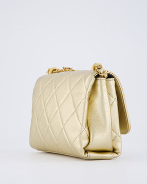 Chanel Metallic Gold Quilted Mini Flap Bag with Brushed Gold Hardware