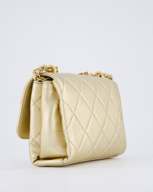 Chanel Metallic Gold Quilted Mini Flap Bag with Brushed Gold Hardware