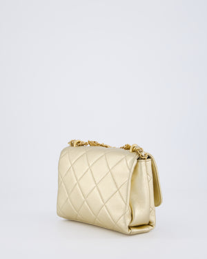 Chanel Metallic Gold Quilted Mini Flap Bag with Brushed Gold Hardware