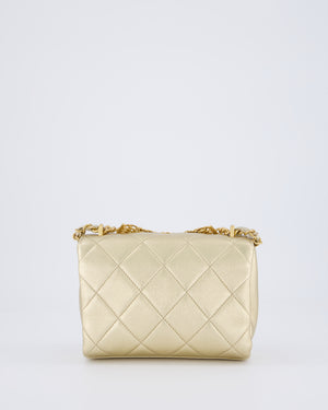 Chanel Metallic Gold Quilted Mini Flap Bag with Brushed Gold Hardware