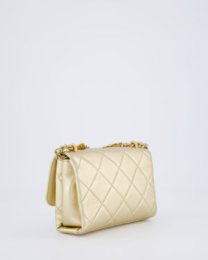 Chanel Metallic Gold Quilted Mini Flap Bag with Brushed Gold Hardware