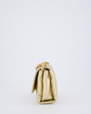 Chanel Metallic Gold Quilted Mini Flap Bag with Brushed Gold Hardware