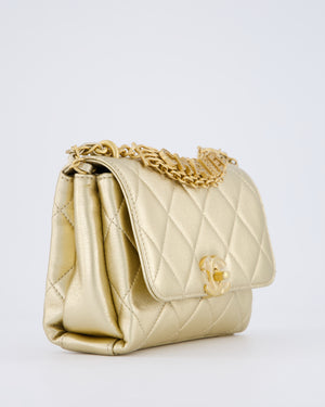 Chanel Metallic Gold Quilted Mini Flap Bag with Brushed Gold Hardware