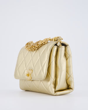 Chanel Metallic Gold Quilted Mini Flap Bag with Brushed Gold Hardware