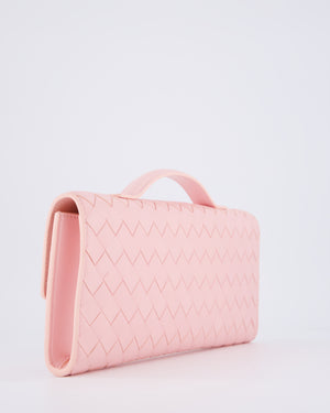 Bottega Veneta Pastel Pink Andiamo Intrecciato Leather Clutch Bag