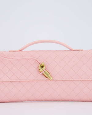 Bottega Veneta Pastel Pink Andiamo Intrecciato Leather Clutch Bag