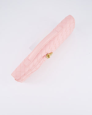 Bottega Veneta Pastel Pink Andiamo Intrecciato Leather Clutch Bag