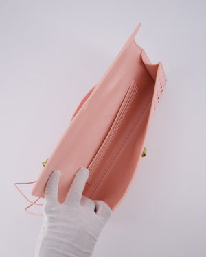 Bottega Veneta Pastel Pink Andiamo Intrecciato Leather Clutch Bag