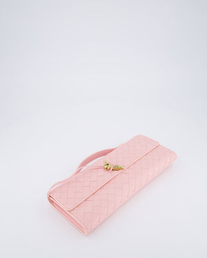 Bottega Veneta Pastel Pink Andiamo Intrecciato Leather Clutch Bag