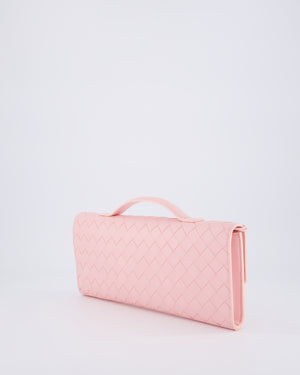 Bottega Veneta Pastel Pink Andiamo Intrecciato Leather Clutch Bag
