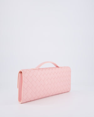 Bottega Veneta Pastel Pink Andiamo Intrecciato Leather Clutch Bag