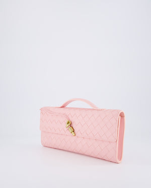 Bottega Veneta Pastel Pink Andiamo Intrecciato Leather Clutch Bag