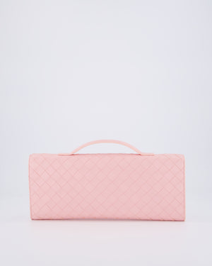 Bottega Veneta Pastel Pink Andiamo Intrecciato Leather Clutch Bag