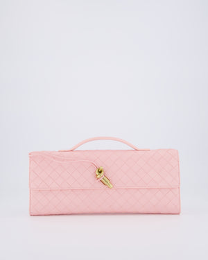Bottega Veneta Pastel Pink Andiamo Intrecciato Leather Clutch Bag