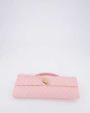 Bottega Veneta Pastel Pink Andiamo Intrecciato Leather Clutch Bag