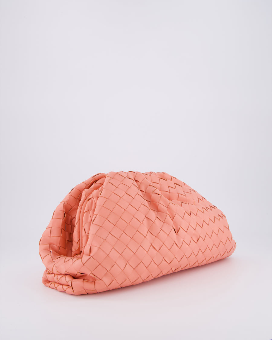 Bottega Veneta Pink Intrecciato Leather Pouch Bag