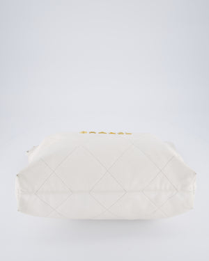Chanel 22 Medium Hobo Bag in White Lambskin Leather with Brushed Gold Hardware