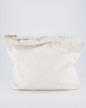 Chanel 22 Medium Hobo Bag in White Lambskin Leather with Brushed Gold Hardware