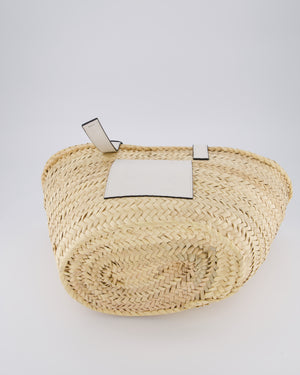 Loewe Natural and White Leather Straw Basket Bag