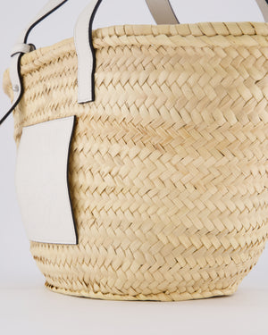 Loewe Natural and White Leather Straw Basket Bag