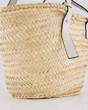 Loewe Natural and White Leather Straw Basket Bag