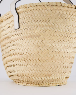 Loewe Natural and White Leather Straw Basket Bag
