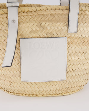 Loewe Natural and White Leather Straw Basket Bag