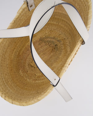 Loewe Natural and White Leather Straw Basket Bag