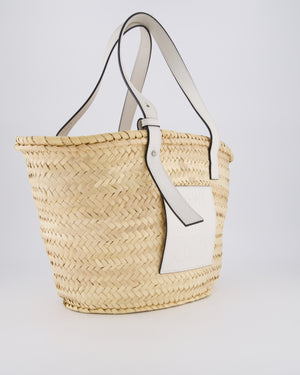 Loewe Natural and White Leather Straw Basket Bag