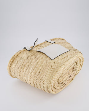 Loewe Natural and White Leather Straw Basket Bag