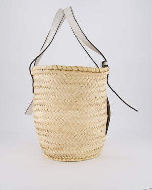 Loewe Natural and White Leather Straw Basket Bag