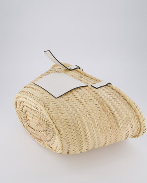 Loewe Natural and White Leather Straw Basket Bag