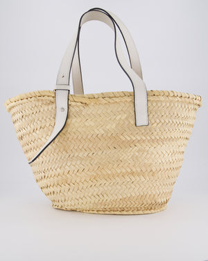 Loewe Natural and White Leather Straw Basket Bag