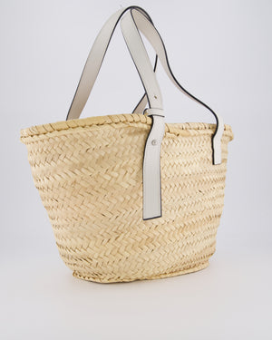 Loewe Natural and White Leather Straw Basket Bag