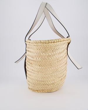 Loewe Natural and White Leather Straw Basket Bag