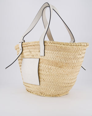 Loewe Natural and White Leather Straw Basket Bag