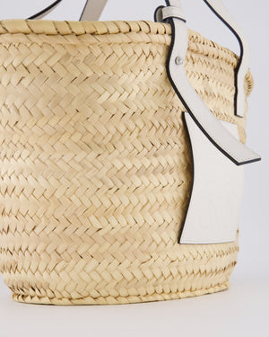 Loewe Natural and White Leather Straw Basket Bag