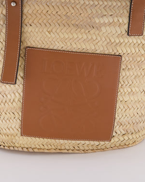 Loewe Natural and Brown Leather Straw Basket Bag