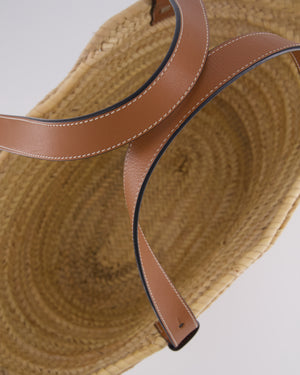 Loewe Natural and Brown Leather Straw Basket Bag