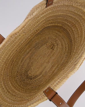 Loewe Natural and Brown Leather Straw Basket Bag