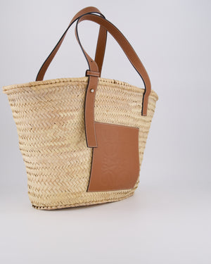 Loewe Natural and Brown Leather Straw Basket Bag