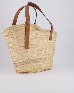 Loewe Natural and Brown Leather Straw Basket Bag
