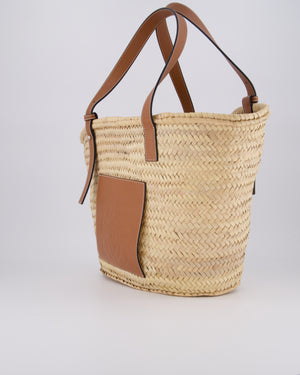 Loewe Natural and Brown Leather Straw Basket Bag