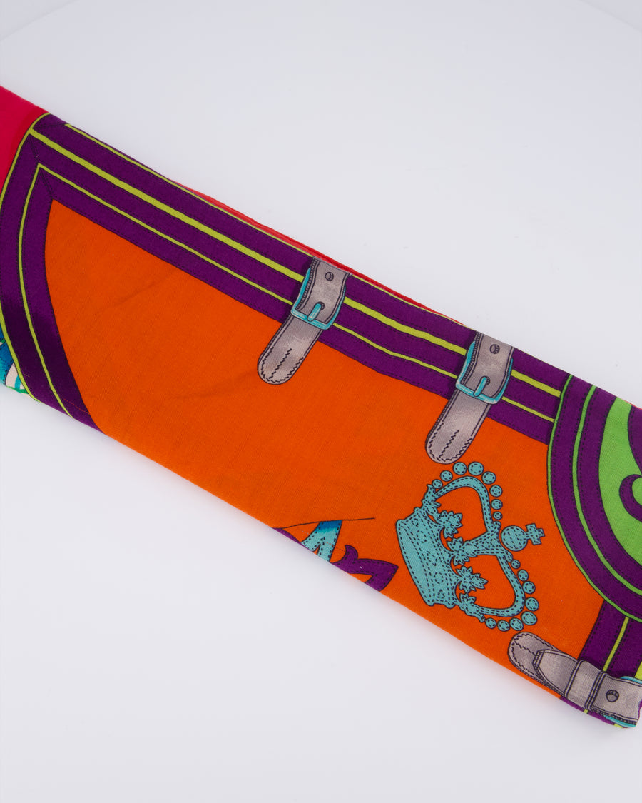 Hermès Red Grande Tenue by Henri d'Origny Cashmere Scarf Size 140cm x 140cm