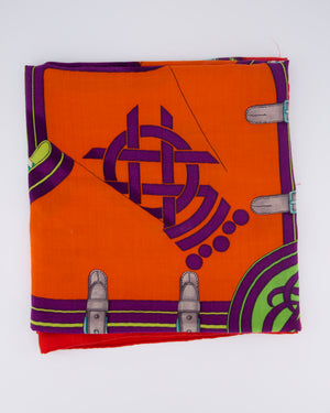 Hermès Red Grande Tenue by Henri d'Origny Cashmere Scarf Size 140cm x 140cm